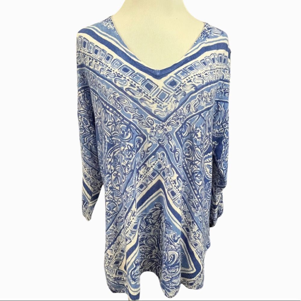 Lilly Pulitzer Jameson Blue Crush Open Waters Linen Sweater M/L